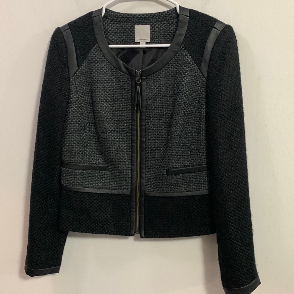 Halogen Jacket, faux leather trim, Size Small. Lined. Good condition
